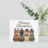 Meowy Christmas Cute Cats Holiday Postcard | Cozy  シーズンポストカード (スタンド正面)