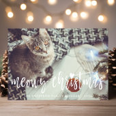 Meowy Christmas Cute Script モダン Pet Cat写真 シーズンカード