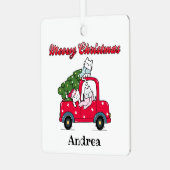 Meowy Christmas Cute Truck Cats Name Metal Orament メタルオーナメント (正面左)
