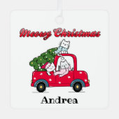 Meowy Christmas Cute Truck Cats Name Metal Orament メタルオーナメント (正面)