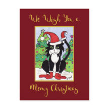 Meowy Christmas Cute Tuxedo Cat Custom Holiday