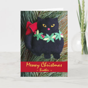 Meowy Christmas for Brother, Black Catオーナメント シーズンカード