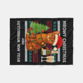 Meowy Christmas Funny Abyssinian Cat Santa Hat Ugl フリースブランケット (正面(横))
