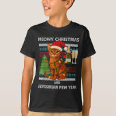 Meowy Christmas Funny Abyssinian Cat Santa Hat Ugl Tシャツ (正面)
