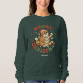 Meowy Christmas Funny Cat Christmas Sweatshirt スウェットシャツ (正面)