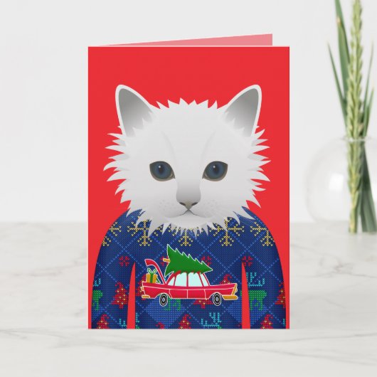 MEOWY CHRISTMAS FUNNY CAT GREETING CARD カード (正面)