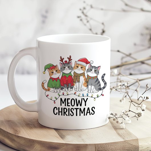 Meowy Christmas Funny Cat - Holiday Cat Lovers コーヒーマグカップ