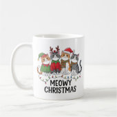 Meowy Christmas Funny Cat - Holiday Cat Lovers コーヒーマグカップ (左)