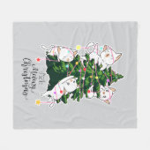 Meowy Christmas | Funny Cat Illustration  フリースブランケット (正面(横))