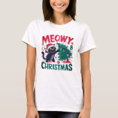 Meowy Christmas - Funny Cat Lovers Tシャツ (正面)