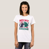 Meowy Christmas - Funny Cat Lovers Tシャツ (正面フル)