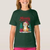 Meowy Christmas Funny Cat T-shirt Tシャツ (正面)