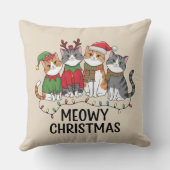 Meowy Christmas Funny Cats - Cute Holiday  クッション (裏面)