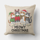 Meowy Christmas Funny Cats - Cute Holiday  クッション (正面)