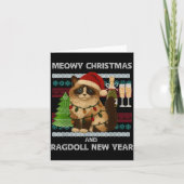 Meowy Christmas Funny Ragdoll Cat Santa Hat Ugly S カード (正面)