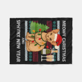 Meowy Christmas Funny Sphynx Cat Santa Hat Ugly Sw フリースブランケット (正面(横))