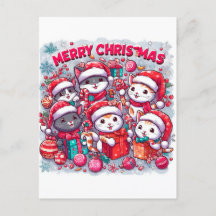 Meowy Christmas Greetings:フェスティバル絵葉書