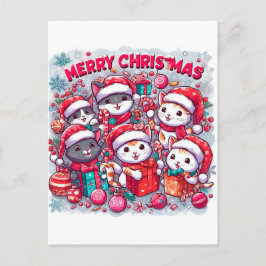 Meowy Christmas Greetings:フェスティバル絵葉書 ポストカード
