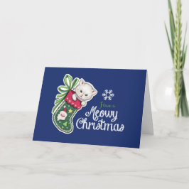 Meowy Christmas Happy Reindeer Greeting Card カード