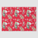 Meowy Christmas Happy Reindeer on Red 薄葉紙<br><div class="desc">ここ子猫子猫!このレトロな子猫とトナカイのクリスマスデザインは、ヴィンテージのクリスマスステッカー1950年代をベースにしている。原子中世紀のモダンクリスマスオーナメント包装紙。</div>