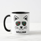Meowy Christmas Kitty Cat Sunglasses Coffee Mug マグカップ (左)