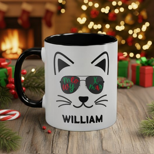 Meowy Christmas Kitty Cat Sunglasses Coffee Mug マグカップ