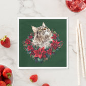 Meowy Christmas Maine Coon Cat  スタンダードランチョンナプキン (インサイチュ)