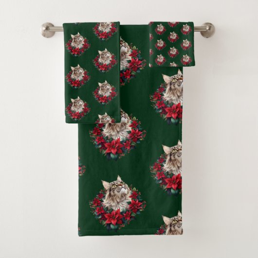 Meowy Christmas Maine Coon Cat  バスタオルセット (インサイチュ)