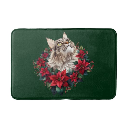 Meowy Christmas Maine Coon Cat  バスマット (正面)