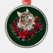 Meowy Christmas Maine Coon Cat  メタルオーナメント (正面)