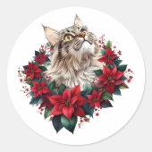 Meowy Christmas Maine Coon Cat  ラウンドシール (正面)