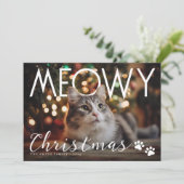 Meowy Christmas Modern Photo Holiday Card シーズンカード (スタンド正面)