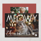 Meowy Christmas Modern Photo Holiday Card シーズンカード (正面/裏面)