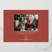 Meowy Christmas Modern Photo Holiday Card 箔シーズンカード (裏面)