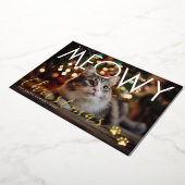 Meowy Christmas Modern Photo Holiday Card 箔シーズンカード (回転した状態)