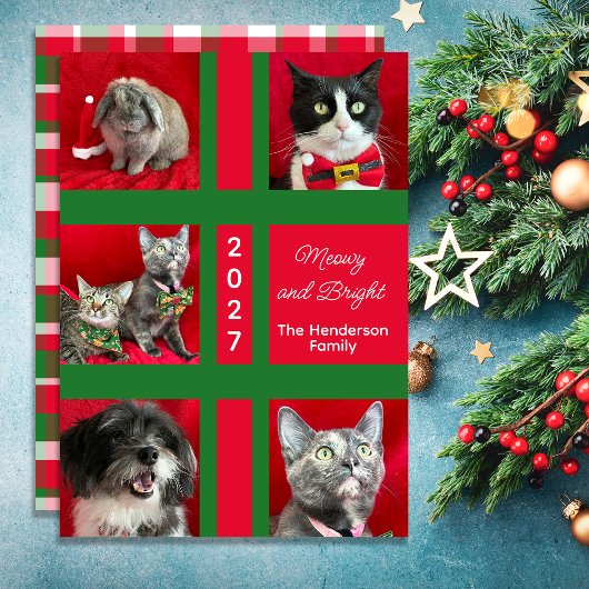 Meowy Christmas Multi Five Cat Photo シーズンカード