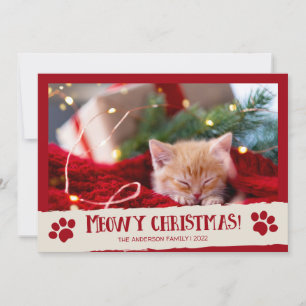 Meowy Christmas Pet Cat写真クリスマスカード シーズンカード