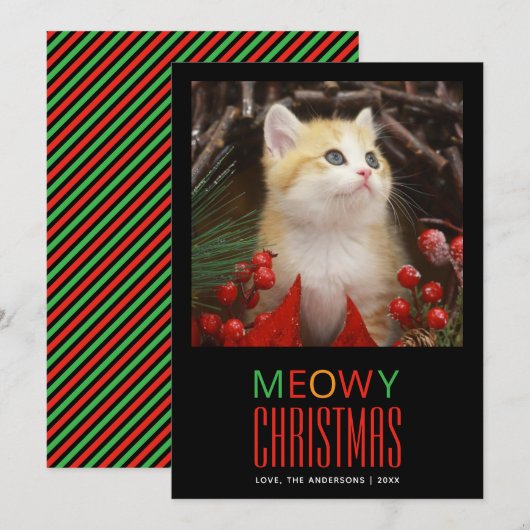 Meowy Christmas Pet Cat Photo Animal Lovers Cute シーズンカード (正面/裏面)
