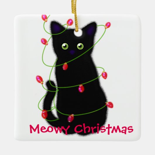Meowy Christmas | pet gift セラミックオーナメント (正面)