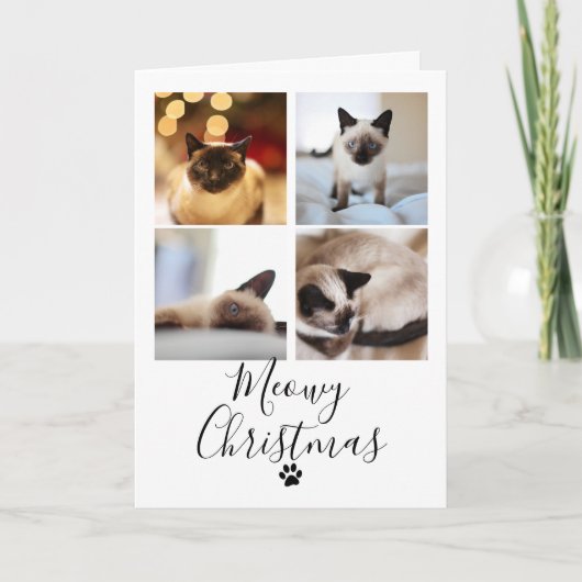 Meowy Christmas Photo Collage Catクリスマスカード 招待状 (正面)