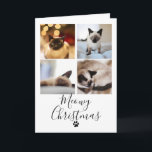 Meowy Christmas Photo Collage Catクリスマスカード 招待状<br><div class="desc">Meowy Christmas Photo Collage Cat Christmas Card from Ricaso - 4枚の写真テンプレートと素晴らしい繊細なタイポグラフィ詳細を前面に持つおもしろいと楽しいペット猫をテーマにしたホリデーカードMeowy Christmasコレクションに掲載されているコーディネート商品は、文字の中で自分のメッセージでにパーソナライズする簡単である</div>