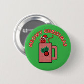 MEOWY CHRISTMAS Pin Button Green 缶バッジ (正面&裏面)