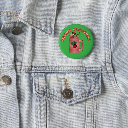 MEOWY CHRISTMAS Pin Button Green 缶バッジ (インサイチュ)