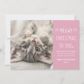 Meowy Christmas Pink Catのおもしろい写真 シーズンカード (正面)