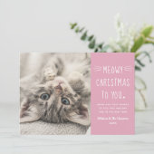 Meowy Christmas Pink Catのおもしろい写真 シーズンカード (スタンド正面)