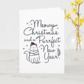 Meowy Christmas & Purfect New Year Cat Christmas カード (黄色い花)
