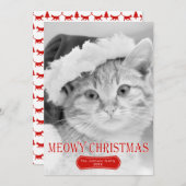 Meowy Christmas red catペットのクリスマスフォト シーズンカード (正面/裏面)