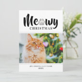 Meowy Christmas Silver Cat Petフォトホリデーカード (スタンド正面)