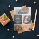 Meowy Christmas - Three Cats Photo Collage 案内状<br><div class="desc">白い魅力的ハンドレタの書フォントにミオワのクリスマスと黒と白のクリスマスのカードと耳とウィスカーと一緒に。猫の写真3枚と名前と年を加えて。</div>