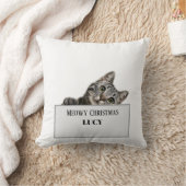Meowy Christmas Throw Pillow – Holly Paws Holiday クッション (ブランケット)